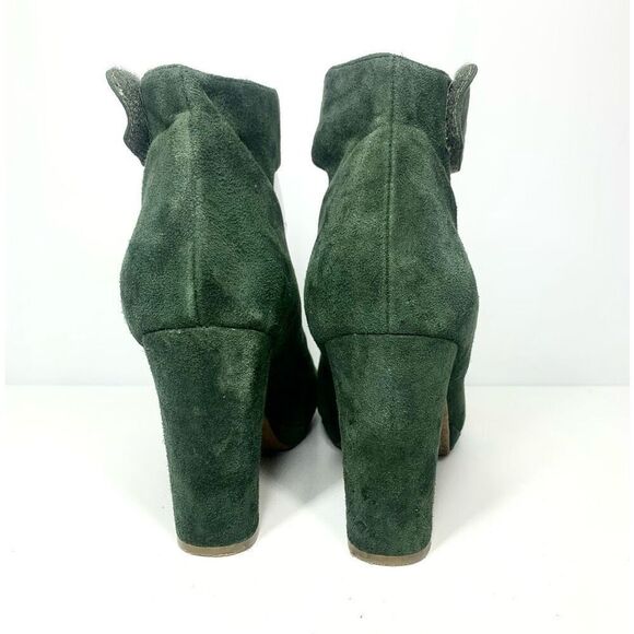 Jeffrey Campbell Aurora Green Suede Pumps Ankle Strap Block Heel Women 9.5 Rare - Picture 6 of 13